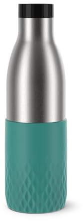 Tefal Gourde 0,7 L, Acier inoxydable 18/10, Hermétique, Manchon silicone, Ergonomique, Maintient boissons chaudes 12h et froides 24h, Compatible lave-vaisselle, Bludrop Sleeve vert N3111210