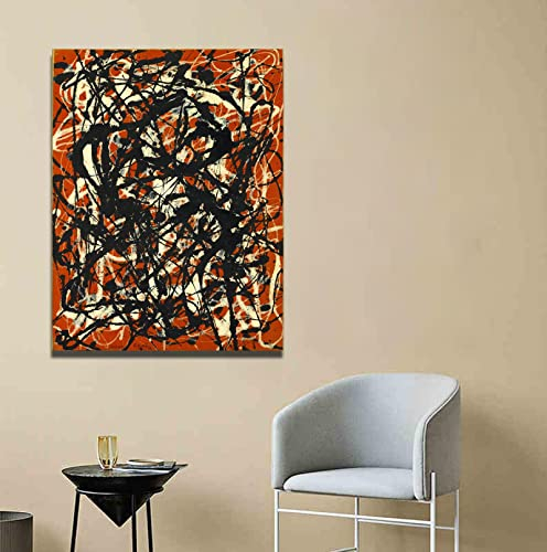 OUSHION ART Jackson Pollock Leinwand Wandkunst Bilder Fotodrucke Raumdekoration Klassische Fotos Ölgemälde Nachdruck Wohnkultur 40x30cm Rahmenlos