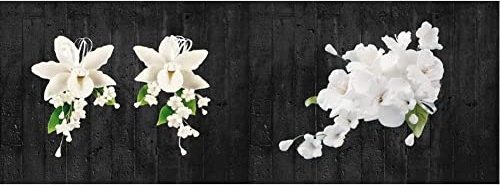 Cake Company Orchideen-Bouquet 2 Stück weiß 1er Pack (1 x 68 g) & Zuckerblumenboquet Orchidee 1 Stück weiß 1er Pack (1 x 55 g)