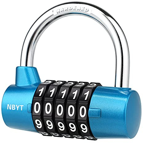 NBYT 5-stelliges mehrfarbiges Zahlenschloss Vorhängeschloss, Schlossbalkendurchmesser 7 mm, verwendet für Schulsportschränke, Werkzeugkästen, Personalschränke, Tore, Fenster, Lastwagen, Zauntüren usw.