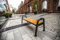 Parkbank Spartan Prestige ohne Rückenlehne Gartenbank Parkbank Mercurius 174 cm Länge, Gestell Metall Holz Outdoor