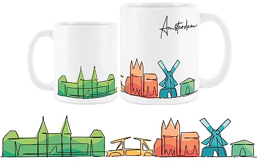 Purely Home Amsterdam - Tazza da tè e caffè con motivo skyline dei Paesi Bassi