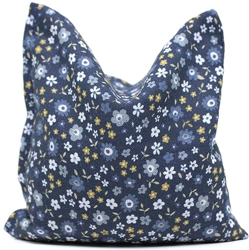 Kirschkernkissen 12x12cm - Bio Stoff Blümchen-blau - Wärmekissen & Kältekissen - Körnerkissen