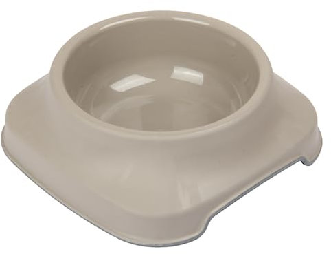 Pet Bowl. (1 Litre) Strong Plastic Non-Slip Pet Bowl. Cat, Dog Feeding Food Water Drink Dish. (Beige)