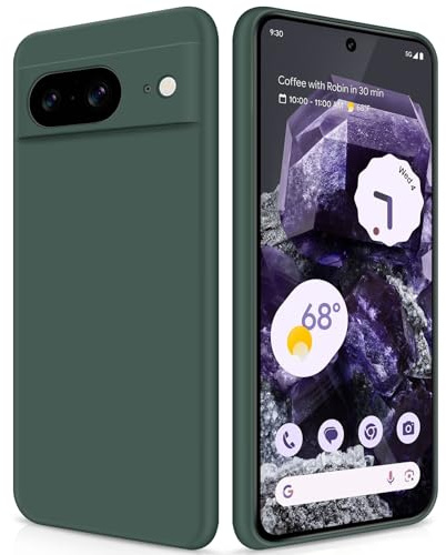 GiiYoon Case Compatible with Google Pixel 8, Green | Silky-Soft Touch, Full-Body Protective, Silicone, Anti-Scratch Microfiber Lining