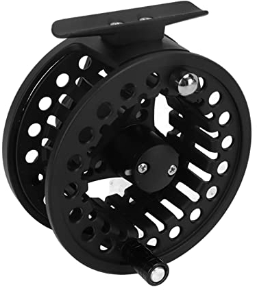HERCHR Fliegenfischerrolle, 5/6 Aluminiumlegierung, Große Welle, Fliegenrolle, 1:1 Geschwindigkeitsverhältnis, Zugkraft 5 Kg, Angelrollen Für Süßwasser, Salzwasser (schwarz)