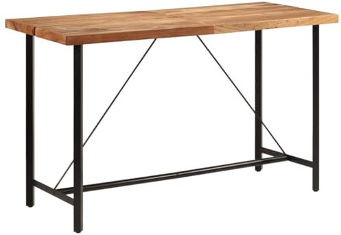 vidaXL Bartisch, Stehtisch mit Eisengestell, Küchentisch Tisch mit Holzplatte, Bistrotisch Tresentisch Partytisch, Massivholz Akazie Eisen