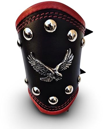 BMUK | Motorcycle Leather Cup Holder Motorbike Drink Can Bottle Holder Pouch | Fits all models (Red)