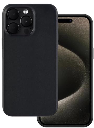 Docco Jette entworfen für iPhone 15 Pro Max Lederhülle, Echtlederhülle für iPhone 15 Pro Max, integrierte Magnete für kabelloses Laden-Mitternacht