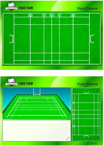 ETISPORT Rugby-Trainer Taktiktafel. Doppelseitig, geeignet für trocken abwischbaren Marker. Personalisiert mit Farbe, Wappen oder Logo, Name und Verein. (Standard)