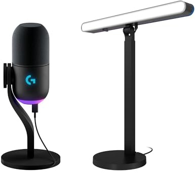 Logitech G Yeti GX dynamisches RGB-Gaming-Mikrofon & Litra Beam LX doppelseitiges Streaming-Hauptlicht, Streaming-Kit mit Mikrofon und Leuchte zum Gaming – LIGHTSYNC RGB, PC/Mac - Schwarz