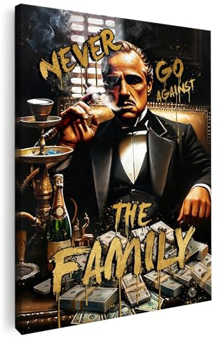 Artmazing | Der Pate Shisha Bild bunt | S-Art Bilder | Der Pate Shisha Bilder Modern | Coole Wandbilder Wohnzimmer | Wandbild Der Pate Shisha Deko XXL | Bild Leinwand XXL | Der Pate Shisha Bilder Wand