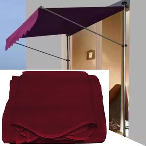 NILZA Ersatzstoff Für Einziehbare Klemmmarkise Einstellbarem Markisenstoff Sonnenschutz Ersatztuch Canvas UV Schutz Markisenbespannung Für Garten Balkon Deck(Color:Red,Size:300cm)