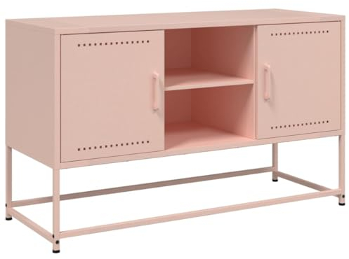 vidaXL Mobile TV con vano portaoggetti, tavolo TV per soggiorno, camera da letto, mobile basso TV, stile industriale, acciaio rosa