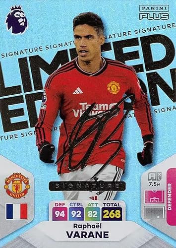 Carte à collectionner Panini Premier League Plus 2023 2024 Raphael Varane Signature Édition limitée