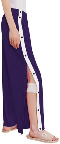 Deyeek Pantaloni da donna strappati con spacco laterale a scatto fondo aperto pantaloni della tuta gamba Breakaway Post Chirurgia Pantaloni con tasche