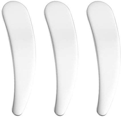 IKOPFLN 3 PCS Spatules de maquillage incurvées en métal - Acier Inoxydable 304 Mini spatules de maquillage - Applicateur de maquillage - Pour crème, masque facial, lotions, crèmes hydratantes