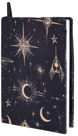 NICENEEDED Dehnbarer Buchumschlag Im Vintage Stil Buchhülle „Mond Sonne“ Dehnbarer Buchschutz Elastischer Waschbarer Notizbuch Umschlag Schützend