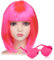iZoeL Bob Perücke Kurze Bob Wig Damen Rosa Haar Perücken Gerade mit Flach Pony 80er 70er Jahre Perücke Brille Karneval Fasching Cosplay Perücke