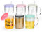 sweet grain Iced Coffee Cups Sublimation Tumblers with Handles, 500 ML 6 Pack Frosted Glass Coffee Mugs and Colored Acrylic Lid, Espresso Coffee Handled Cups, for Coffee, Tea, Cocoa, Milk