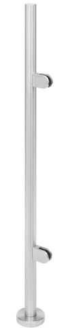 Barandilla de cristal, poste de acero inoxidable, 110 cm, pasamanos, barandilla con soporte de cristal, balaustradas, balaustradas, balcones para porche, escalones, jardín, terraza, pieza final