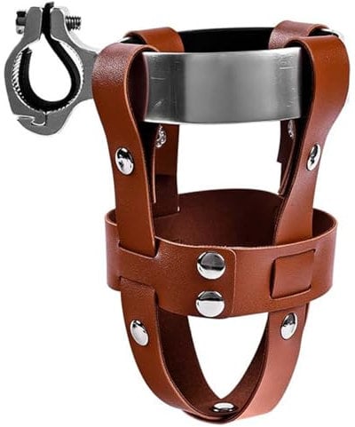 Porte-Boissons à vélo en Cuir Vintage, Porte-gobelet à vélo, Porte-gobelet à vélo réglable en Hauteur, Porte-Bouteille à vélo d'amortisseur, Support de Boisson à vélo en Cuir Marron Vintage