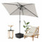 Fiqops Sonnenschirm 300 x 200cm mit Kurbel| Sonnenschirm Rechteckig Sonnenschutz UV50+ Knickbar, Ampelschirm Gartenschirm wasserdicht für Garten, Terrasse, ohne Ständer, Beige