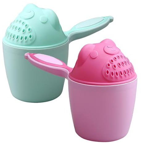 2 Pack Baby Bath Rinse Cup, Bath Jug for Baby Washing, Cute Cartoon Shampoo Cup, Shampoo Rinser, Wash Hair Bathing Flusher, Protection Eye for Kids
