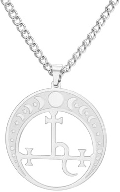 EUEAVAN Lilith Halskette für Frauen Siegel der Lilith Göttin Mondphase Anhänger Halskette Hexe Pagan Hecate Mythologie Amulett Dreifach Mond Göttin Schmuck Witchy Geschenke Männer