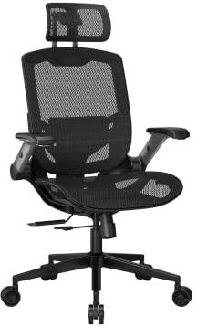 COUGAR Speeder One – Ergonomischer Mesh‑Gaming‑ & Bürostuhl – Schwarz | 2D‑Armlehnen, verstellbare Kopfstütze, Lendenstütze & Sitztiefe, atmungsaktives Mesh, bis 120 kg