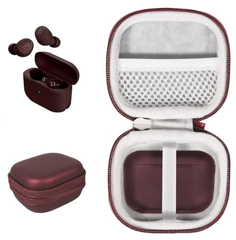 CaseSack Case for JLab Go Pop+,Go Air Pop, Air, Air Tones+/ Tones, JBuds Mini True Wireless Earbuds, Compact Organizer for The Charger case and Charger Cord (Red)