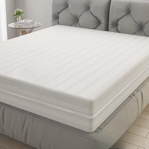 Coprimaterasso con Cerniera in Cotone Fasciato, Fodera Materasso a Sacco con Zip, Protezione Integrale Anti-Acaro, Resistente e Durevole (Matrimoniale)