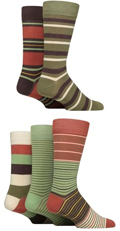 SockShop Men's Natural Bamboo Socks Various Designs Everyday Wear Plain, Patterned, Bright and Colourful 5 Pair Pack (UK, Numeric, 7, 11, Regular, Regular, Wild Terrain Striped)