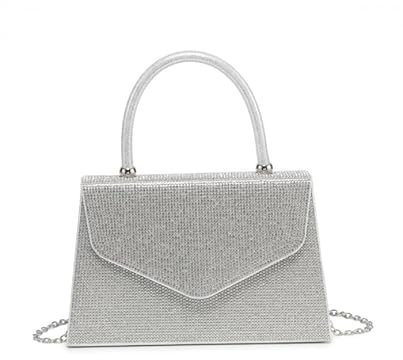 JFY Trapeze Shape Top Handle Single Side Diamante Clutch Bag