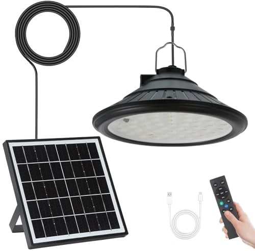 Solar-Hühnerstall-Licht, 4500 mAh, wiederaufladbar, Fernbedienung, IP66, 1 | 3 Modi, 4 Helligkeitsstufen, eingebauter Timer, 4 m Kabel, Solar-Scheunenlicht für Hühnerstall, Terrasse und Garten