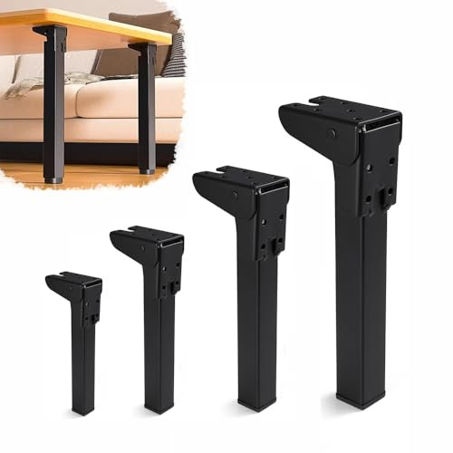 BBERHFNFZK 15 20 25 30 40 50 60 70cm Pieds De Meubles Pliables Noirs, Pied De Table Basse Robustes, Pieds De Rechange pour Table De Camping, Hauteur Réglable(55cm)
