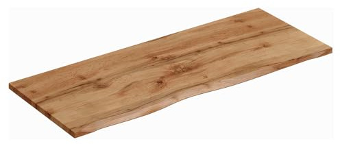 Lomadox Badezimmer-Waschtischplatte mit Baumkantenprofil, 120 cm breit in Eiche