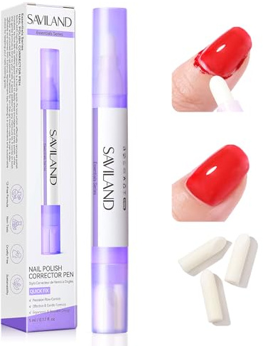 SAVILAND Nail Polish Remover Pen: Quick Fix Nail Polish Corrector Pen Acetone-Free Refillable Nail Varnish Remover for Polish Correction Cuticle Nail Edge 5ml Cleaning Pen with 3 Replacement Tips