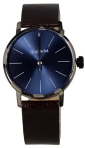 Gigandet Armbanduhr Damen Quarz Edelstahl Lederband Schwarz Blau G43-032
