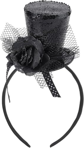 WADORN Mini Zylinder Stirnband Grüner Pailletten Fascinator Haarreif Für Damen