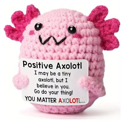 Tastetreasure Gehäkelte Axolotl Beste Freundin Geschenk, Lustige I Love You Axolotl Plüschpuppe mit Positivem Zitat-Karte, Süßes Handgestricktes Stofftier, Freundschaftsgeschenke für Frauen & Kollegen