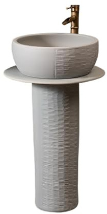 Sockelwaschbecken Home Badezimmer Standwaschbecken aus Keramik mit Wasserhahn und Ablaufgarnitur