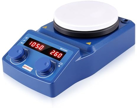 5L Magnetic Stirrer Hotplate with PT1000 Sensor 280°C / 536°F,100-1500 RPM 5000ML Digital Stirrer for Lab, School Education 220-240V UK Plug(Stand Not Included)