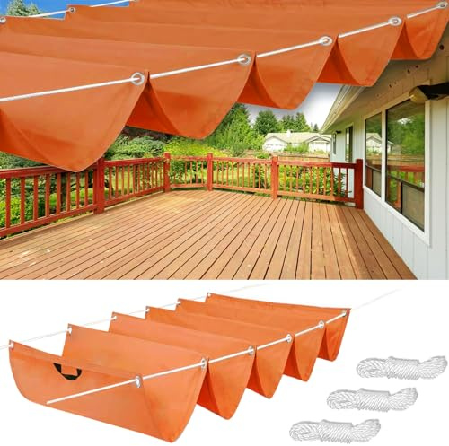 Tenda a Vela Parasole 5 x 6 m Resistente Agli Strappi, Impermeabile, Protezione Solare, Anti-Uv 98%, Tenda a Vela Rettangolare per Pergola Gazebo con Occhielli, Arancione