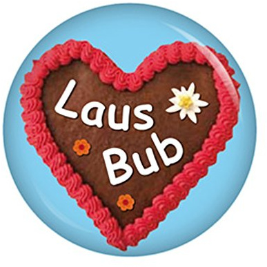 Kiwikatze Lebkuchenherz Lausbub Button Ansteckbutton 37mm Oktoberfest Wiesn Volksfest Anstecker für Kleidung oder Tasche