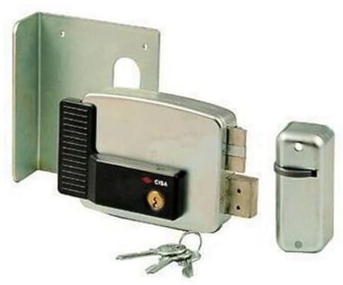 CISA 111761601, Serratura Elettrica da Applicare, Entrata 60 mm, Catenaccio a Mandate Manuali, Tettuccio Protettivo, Sottobocchetta, Mano Destra