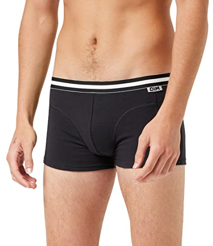 DIM Boxer Homme Ecodim Coton Stretch Confort et Maintien x4, Noir, M