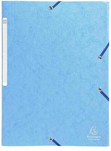 Exacompta 55761E 10er Pack Einschlagmappe Scotten aus Colorspan-Karton DIN A4 mit 2 Gummizügen und 3 Klappen und Beschriftungsetikett türkis Sammelmappe Dokumentenmappe
