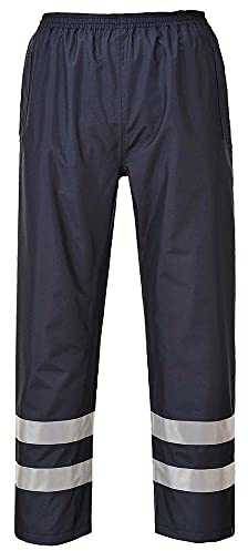 Portwest S481 Iona Lite Rain Trousers Two Side Pass Through Pockets Medium | Navy, 3X Large, EN 343 Class 3:1, EN 17353, CE Certified, UKCA, Loose Fit, 300D Oxford, Reflective Tape, Stud Adjustable Hems