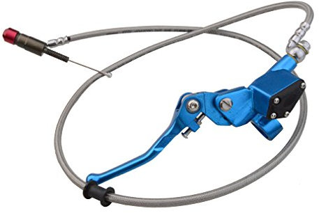 GOOFIT Frizione Idraulica Moto Leve Freno Universale con Tubo Carburante 1200 mm Motocross Pit Bike sostituzione per 125cc 150cc 180cc 200cc 250cc Scooter Go Kart ATV Quad Blu